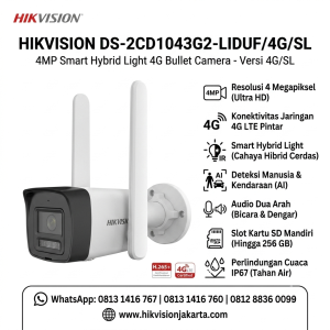 Hikvision DS-2CD1043G2-LIDUF/4G/SL 4 MP Smart Hybrid Light 4G Fixed Bullet Network Camera