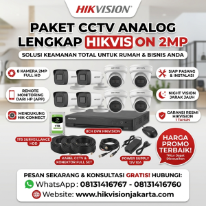 PAKET CCTV HIKVISION 8 CHN Analog 2MP