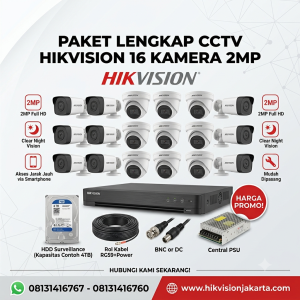PAKET CCTV HIKVISION 16 CHN Analog 2MP