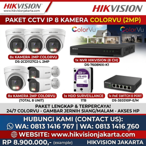 PAKET IP CCTV HIKVISION COLORVU 8 CHN 2MP