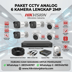 PAKET CCTV HIKVISION 6 CHN Analog 2MP