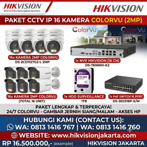 PAKET IP CCTV HIKVISION COLORVU 16 CHN 2MP