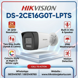 DS-2CE16G0T-LPTS 2K Two Way Audio Fixed Mini Bullet Camera