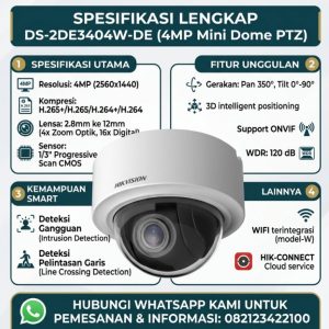 DS-2DE3404W-DE(T5) 3-inch 4 MP 4x Zoom Mini PT Dome Network Camera