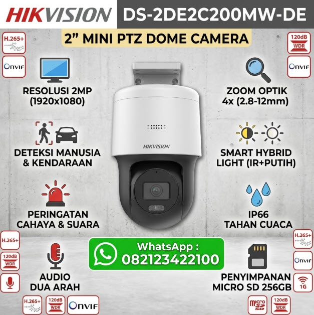 DS-2DE2C200MW-DE(S7) 2 MP Fixed Outdoor Dual Light PT Network Camera