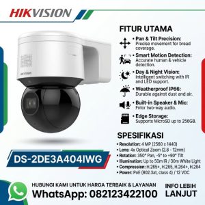 DS-2DE3A404IWG-E 4 MP 4x Zoom IR Mini PT Dome Network Camera