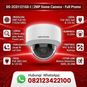 DS-2CD1121G0-I 2 MP Fixed Dome Network Camera
