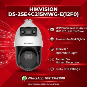 DS-2SE4C415MWG-E/14(F0) TandemVu 4+4MP 15X ColorVu & IR Acusense Network Speed Dome