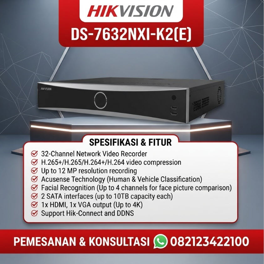 DS-7632NXI-K2(E) 32-ch 1U K Series AcuSense 4K NVR (Copy) - Image 2