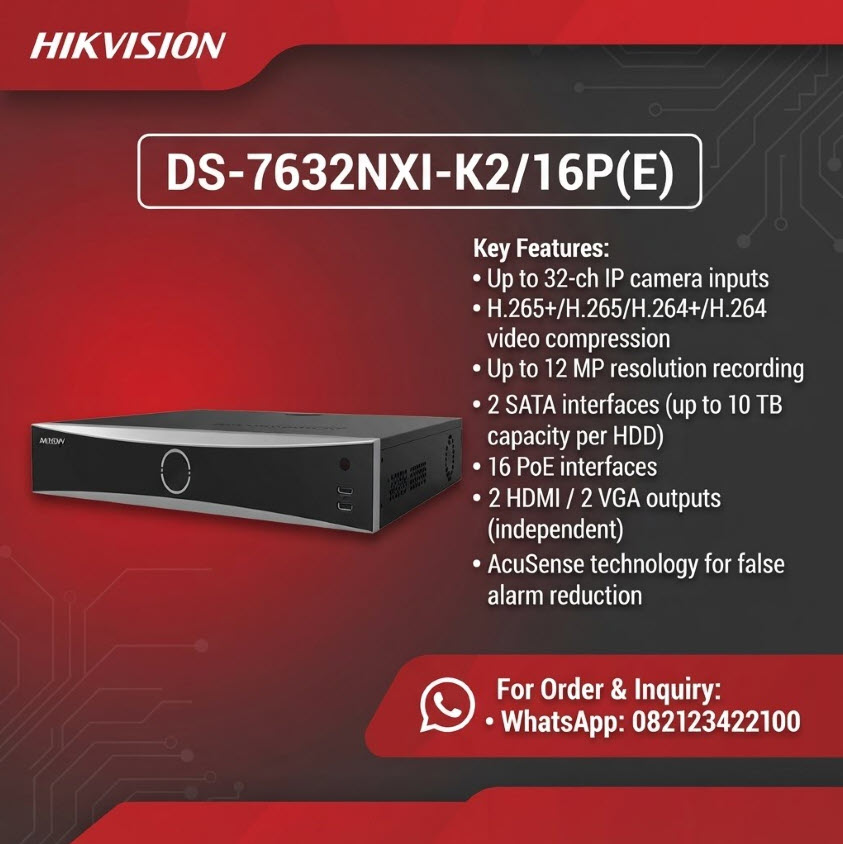 DS-7632NXI-K2(E) 32-ch 1U K Series AcuSense 4K NVR (Copy)